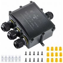 Monly - Scatola di giunzione, impermeabile, IP68, per uso esterno, 4 vie, collegamento cavo più grande, scatola di giunzione elettrica per cavo da ø