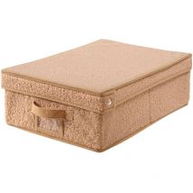 Scatola portaoggetti con coperchio in tessuto bouclé beige - L31,5 cm