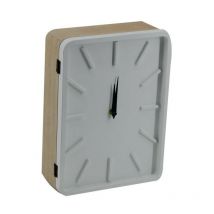 Orologio legno bianco con portachiavi cancelletto 8p rettangolare cm22x30x8