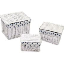 Vacchetti - Scatola Vimini Ismaele 1-3 Bianco Rettangolare Cm 45x35h30