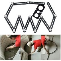 Schablonenwerkzeug - Winkelschablone - Mehrwinkel-messlineal - Aluminium - 12 Seiten - Fliesenwerkzeug Mit Löchern - Schwarz