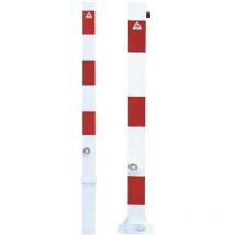 Absperrpfosten rot/weiß H1300xB70xT70 mm umlegbar, ortsfest zum Einbetonieren - Schake