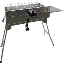 Schaschlikgrill President Mangal mit Drehspießregler Edelstahlmotor für 9 Spieße - Edelstahl