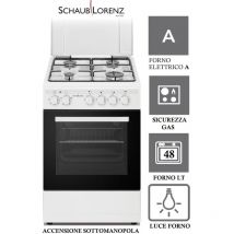 Cucina Elettrica SS450EW 4 Fuochi a Gas Forno Elettrico Classe a 50 x 50 cm Colore Bianco - Schaub Lorenz
