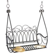 DanDiBo Hängebank Metall Braun Wetterfest Schaukel Gondel Hängesessel 1868 2 Sitzer Gartenbank