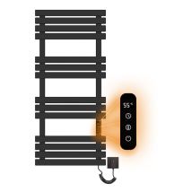 Esip - Sèche-serviettes Électrique Noir 400w 1100 500mm Porte-serviettes Chauffant Avec Minuterie Et Écran Led Chauffe-serviettes Électrique Mural 55°