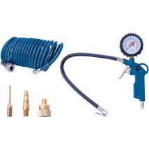 Scheppach - Set d'outils à air comprimé - Gonfleur de pneus avec manomètre caoutchouté - Echelle en bar/psi - Valve de dégonflage - 5 m de tuyau