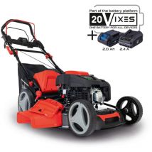 Scheppach - Tondeuse à gazon hybride MS225-53E – Moteur 4 temps 224 cm3 / 6 cv – 4400 w – Largeur de coupe 53 cm – Démarrage électrique – Bac 65 l –