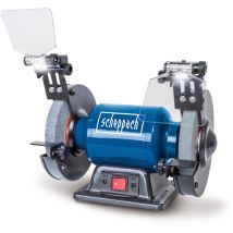 Touret Mixte SM150L - Puissance 400W - Meules en grain 36 et 60 Ø150mm - Brosse métallique de Ø150mm - Pare-éclats ajustables - led - Pieds en