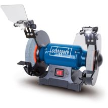 Scheppach - Touret Mixte SM200L - Puissance 500W - Pare-étincelles réglable - Porte-outils réglables - Meules en grain 36 et 60 de Ø200mm - led