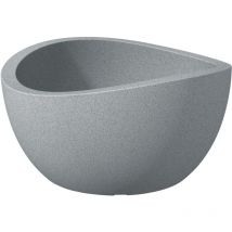 Wave Globe Bowl 40, pot à fleurs/jardinière, cylindrique, coloris: Stony Grey, fabriqué avec du plastique recyclé, pour l'extérieur - Scheurich