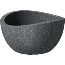 Wave Globe Bowl 40, pot à fleurs/jardinière, cylindrique, coloris: Granit noir, fabriqué avec du plastique recyclé, pour l'extérieur - Scheurich