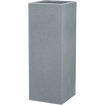 Scheurich C-Cube High 70, vase/pot à fleurs/jardinière, carré, coloris: Stony Grey, fabriqué avec du plastique recyclé, pour l’extérieur