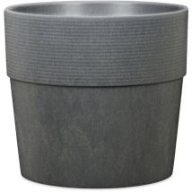 Scheurich Groove 17, Blumentopf/Pflanzkübel, rund, aus Kunststoff Farbe: Carbon, 17 cm Durchmesser, 15.4 cm hoch, 2.4 l Vol.