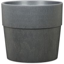 Scheurich - Groove 40, Blumentopf/pflanzkübel, Rund, Aus Kunststoff Farbe: Carbon, 38 Cm Durchmesser, 35,2 Cm Hoch, 50,8 L Vol.