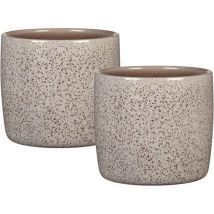 Scheurich Solido, Blumentopf 2er Set aus Keramik, Farbe: Roccia, 15 cm Durchmesser, 13,7 cm hoch, 1,9 l Vol.