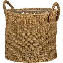 Seagrass 33, Korbgefäß/Korb-Pflanzgefäß/Korbtopf mit Griffen aus Seagrass Farbe: Nut, 35 cm Durchmesser, 31 cm hoch, 26,9 l Vol. - Scheurich