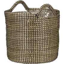 Scheurich - Seagrass 22, Korbgefäß/Korb-Pflanzgefäß/Korbtopf mit Griffen aus Seagrass Farbe: Black, 22 cm Durchmesser, 19,5 cm hoch, 7,5 l Vol.