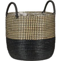 Scheurich - Seagrass 27, Korbgefäß/Korb-Pflanzgefäß/Korbtopf mit Griffen aus Seagrass Farbe: Nature Black, 27 cm Durchmesser, 23,5 cm hoch, 13,1 l
