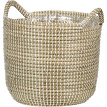 Scheurich Seagrass 36, Korbgefäß/Korb-Pflanzgefäß/Korbtopf mit Griffen aus Seagrass Farbe: White, 36 cm Durchmesser, 34 cm hoch, 38,6 l Vol.
