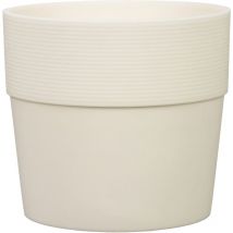 Groove 17, Blumentopf/Pflanzkübel, rund, aus Kunststoff Farbe: Avorio, 17 cm Durchmesser, 15.4 cm hoch, 2.4 l Vol. - Scheurich