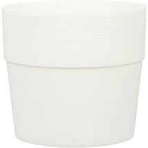 Groove 21, Blumentopf/Pflanzkübel, rund, aus Kunststoff Farbe: Bianco, 20.5 cm Durchmesser, 18.8 cm hoch, 4.4 l Vol. - Scheurich