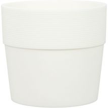 Groove 14, Blumentopf/Pflanzkübel, rund, aus Kunststoff Farbe: Bianco, 14 cm Durchmesser, 12.7 cm hoch, 1.3 l Vol. - Scheurich