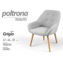 Schicker Stoffsessel für Schlafzimmer Wohnzimmer Holzfüße cm 67 x 66 x 81 h grau