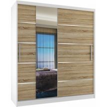 Belini - Schiebeschrank 133 cm Mit Schubladen mit Spiegel eiche wotan eiche sonoma Hersteller