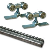 Teilemagnet - Schiebetür Beschlagset mit Laufwagen/Laufkatze Wartungsfreie Leichtgängige Geräuscharme Laufrollen 2 Auflaufstopper Laufschiene 300 cm