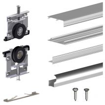 Schiebetürbeschlag slid'up 210, 270 cm, 16 mm, 3 Türen bis 70 kg, silber, für Schränke, Kleiderschränke, Wandschränke