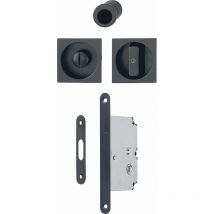 Hoppe Schiebetürmuschel Set 4921 - wc mit Schloss, eckig, schwarz matt