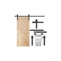 Springos - Schiebetürsystem 183 cm Scheunentor mit dekorativen Beschlägen, Führung für 100 kg, schwarz.