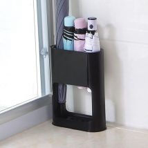 Schirmständer aus ABS-Metall, Stockgestell mit Abtropfschale, platzsparender Organizer, Home-Office-Dekor, Schirmständer, Schwarz, 22 x 9 x 28 cm