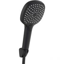 Schläfer - 1303500 Doccetta per Doccia con Tubo Quadrata Nero Opaco, Set Doccia con Flessibile e Supporto, Soffione Doccia Multigetto Universale,