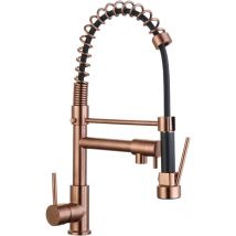 Schläfer - 35206516 Miscelatore Lavello Cucina Rame con Bocca Girevole 360° e Doccetta Estraibile, Rubinetto Cucina Professionale con Doccetta