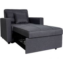 Schlafsessel HHG 095, Klappsessel Schlafsofa Gästebett Relaxsessel, Liegefläche 197x103cm Stoff/Textil dunkelgrau