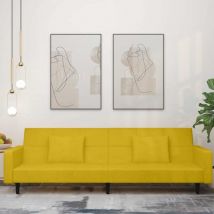 Devenirriche - Schlafsofa 2-sitzer Mit 2 Kissen Gelb Samt Vidaxl