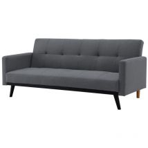 Sofa-Bett mit 3 Plätzen in dunkelgrauem Stoff und schwarzen Beinen LEON
