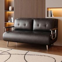 Schlafsofa Mit Leder-optik150cm, Modern, Für Wohnzimmer & Schlafzimmer, Schwarz