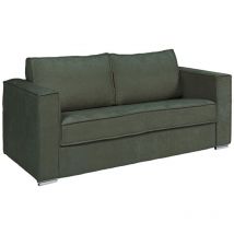 Schlafsofa mit Matratze 3-Sitzer - Strukturstoff - Grün - Liegefläche mit Lattenrost mit breiten Latten 140 cm - Matratze 18 cm - LORETO