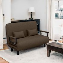 Fabulcozy Chaiselongue-schlafsofa Mit Ausziehbarem Sessel, Hohem Komfortkissen Und Metallarmlehnen, 116 X 65 X 85 Cm (braun)