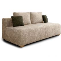 Schlafsofa Moss 200 cm Bouclé mit Schlaffunktion, Bettkasten und Kissen (Beige)