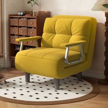 Fabulcozy Chaise Lounge Schlafsofa, 1-sitzer, Ausziehbarer Sessel - Hoher Komfort, Abnehmbares Kissen, Armlehnen Und Beine Aus Metall (gelb)