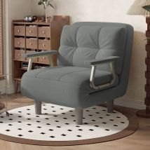 Fabulcozy Chaise Lounge Schlafsofa, 1-sitzer, Ausziehbarer Sessel - Hoher Komfort, Abnehmbares Kissen, Armlehnen Und Beine Aus Metall (hellgrau)