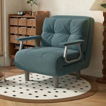 Fabulcozy Chaise Lounge Schlafsofa, 1-sitzer, Ausziehbarer Sessel - Hoher Komfort, Abnehmbares Kissen, Armlehnen Und Beine Aus Metall (hellblau)