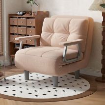 Fabulcozy Chaise Lounge Schlafsofa, 1-sitzer, Ausziehbarer Sessel - Hoher Komfort, Abnehmbares Kissen, Armlehnen Und Beine Aus Metall (pink)