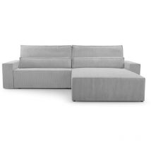 Schlafsofa Sofagarnitur Sofa Eckcouch L-Form Cordstoff Ottomane beidseitig montierbar Couch Cord für Wohnzimmer -Ecksofa aus Cord denver l - Hellgrau