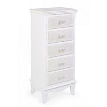 Schlafzimmerkommode aus mdf mit fünf Schubladen Weiß charlene 40x30x h96,5 cm