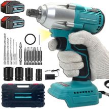 Schlagschrauber, 3-in-1-Akku-Schlagschrauber, Bohrmaschine, Ratschenschrauber, 1/2 Zoll (14/17/19/22 mm) Stecknuss, 450 Nm, 2 x 5,5 A-Batterien, 5 x
